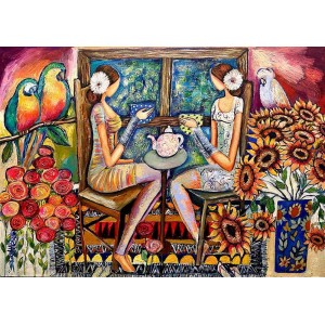 Shazly Khan, Kuch Tum Meri Suno, Kuch Tum Apni Sunao, 48 x 30 Inch, Acrylic on Canvas, Figurative Paintings, AC-SZK-124 Shazly Khan, Kuch Tum Meri Suno, Kuch Tum Apni Sunao, 48 x 30 Inch, Acrylic on Canvas, Figurative Paintings, AC-SZK-124